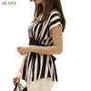 Striped Print Chiffon Blouse