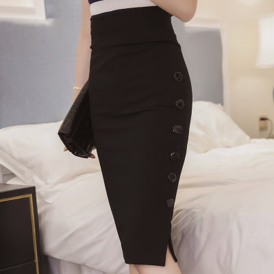 Open Slit Button Skirt