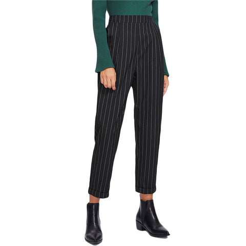 Cuffed Leg Pinstripe Pants