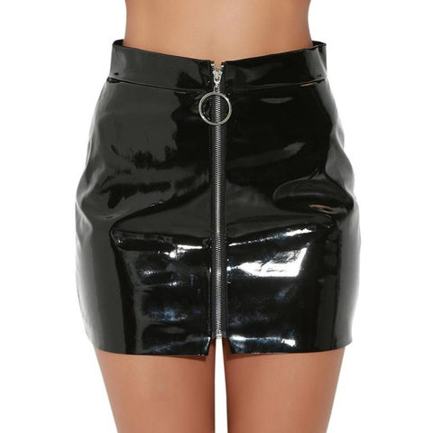 Leather Paint Zip Skirt