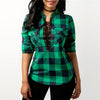 Lace-up Plaid Blouse