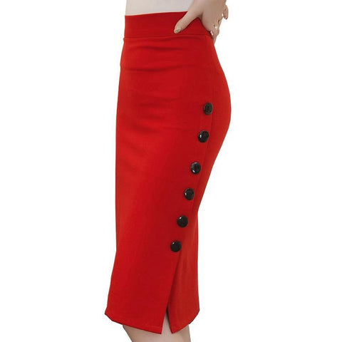 Open Slit Button Skirt